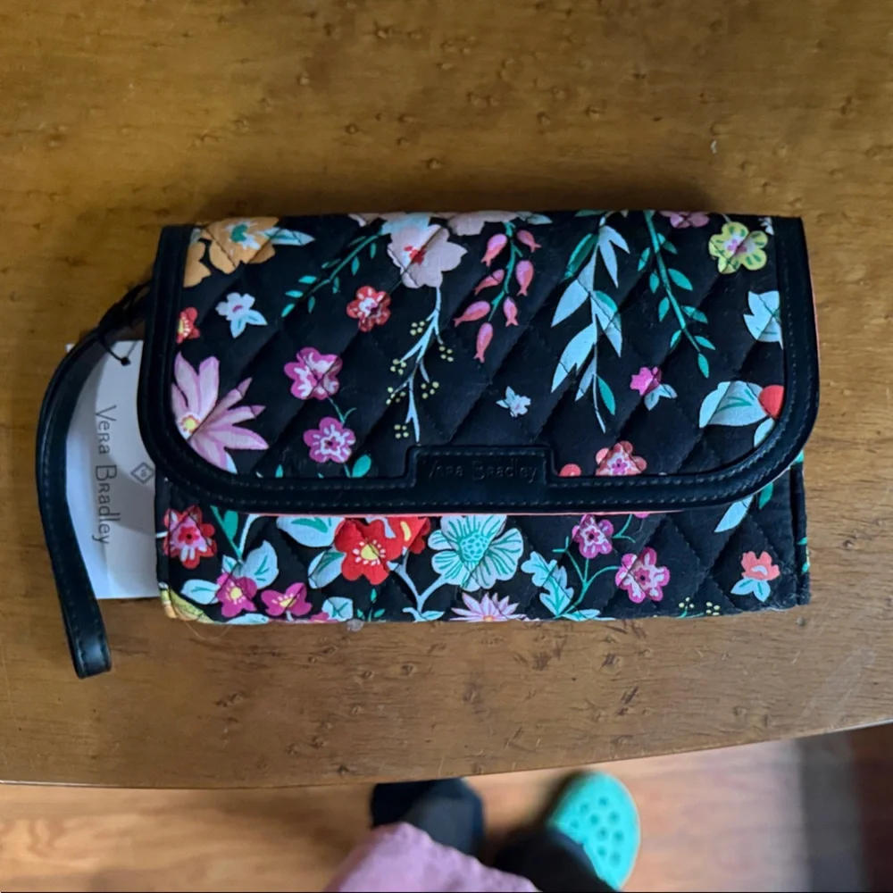 Vera Bradley Black Quilted Wallet with Multicolor Floral Print - Picture 8 of 8